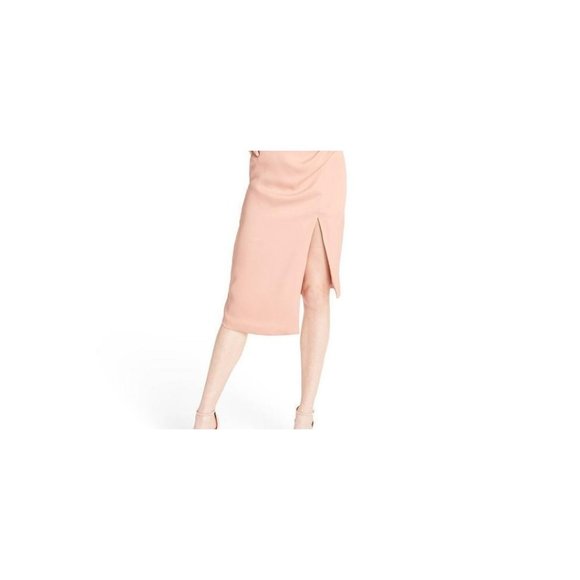 CUSHNIE Women's Strapless Side-Slit Modest Dress i n Blush Pink Size 2 D512AFA - Picture 2 of 5